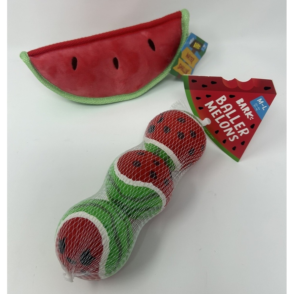 2 Pack BARK BOX Dog Tennis Balls Baller Melons Medium Large Water Smellin'